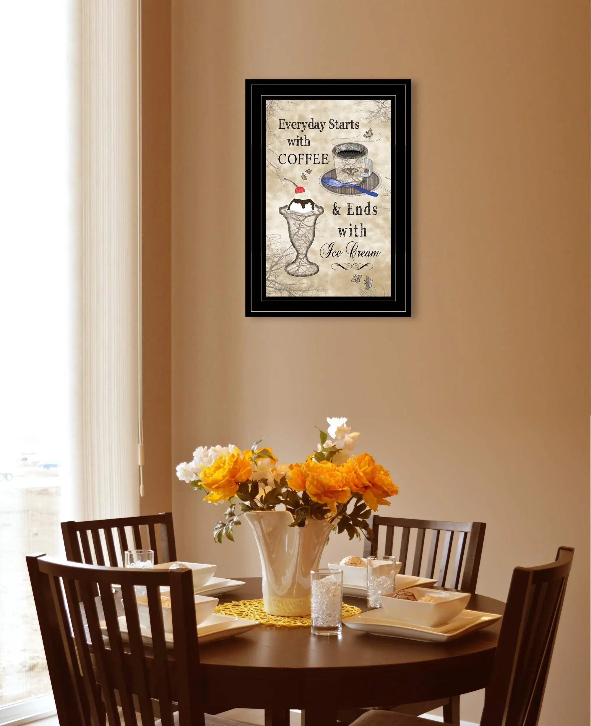 Everyday Starts with Coffee 4 Black Framed Print Kitchen Wall Art - Homeroots - Flyclothing LLC