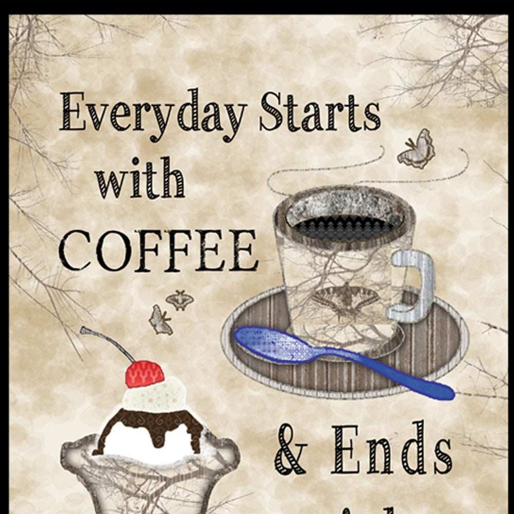 Everyday Starts with Coffee 4 Black Framed Print Kitchen Wall Art - Homeroots - Flyclothing LLC