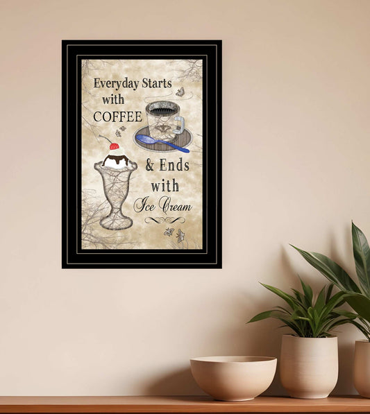 Everyday Starts with Coffee 4 Black Framed Print Kitchen Wall Art - Homeroots - Flyclothing LLC