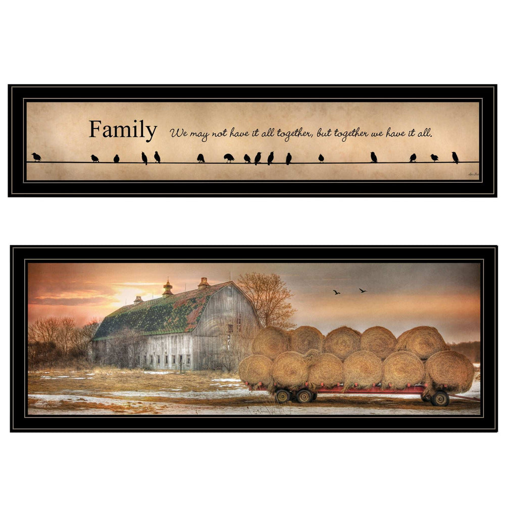 Set Of Two Together Blessed Black Framed Print Wall Art - Homeroots - Flyclothing LLC