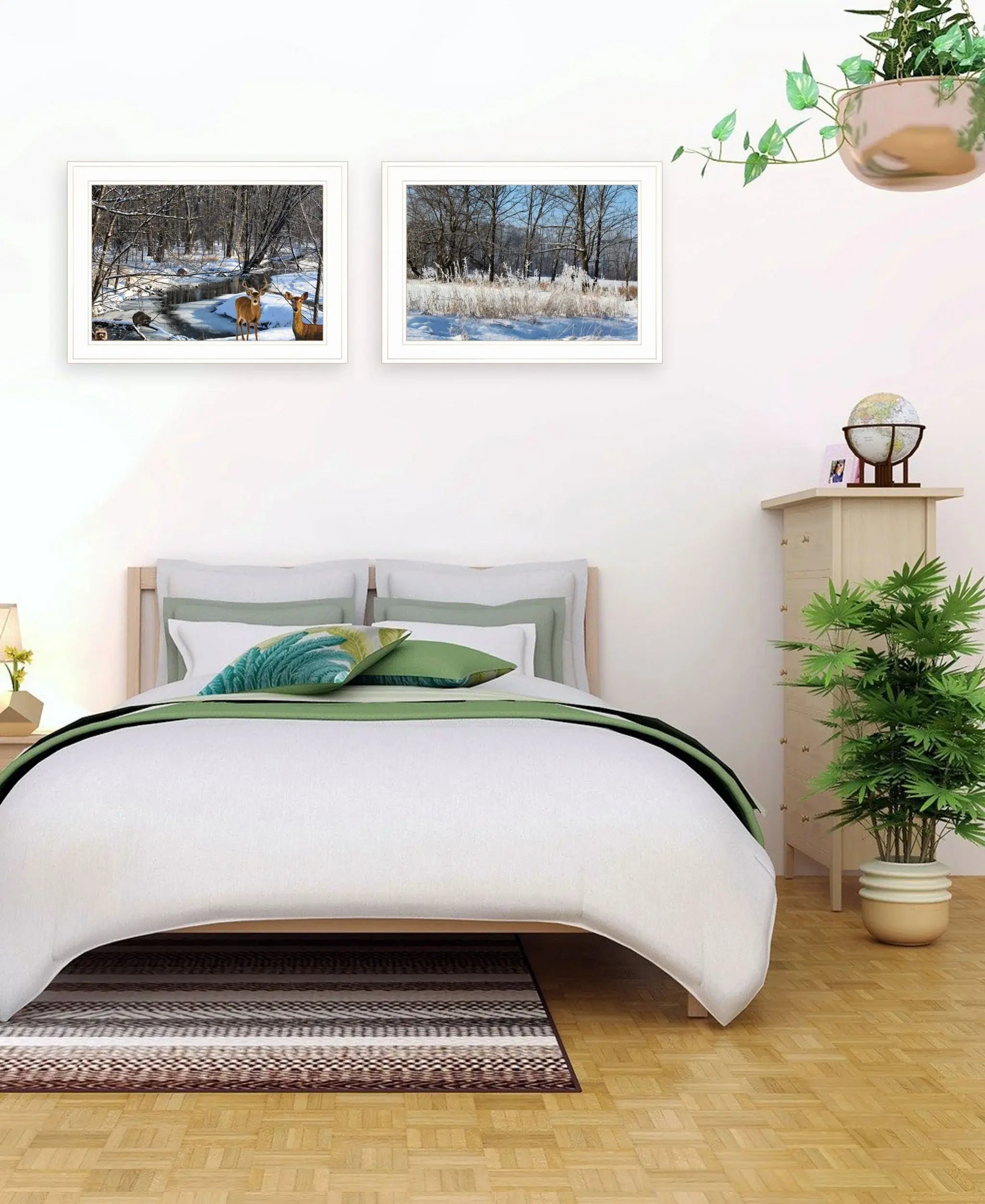 Set Of Two Great Outdoors Nature or Winter Forest 2 White Framed Print Wall Art - Homeroots - Flyclothing LLC