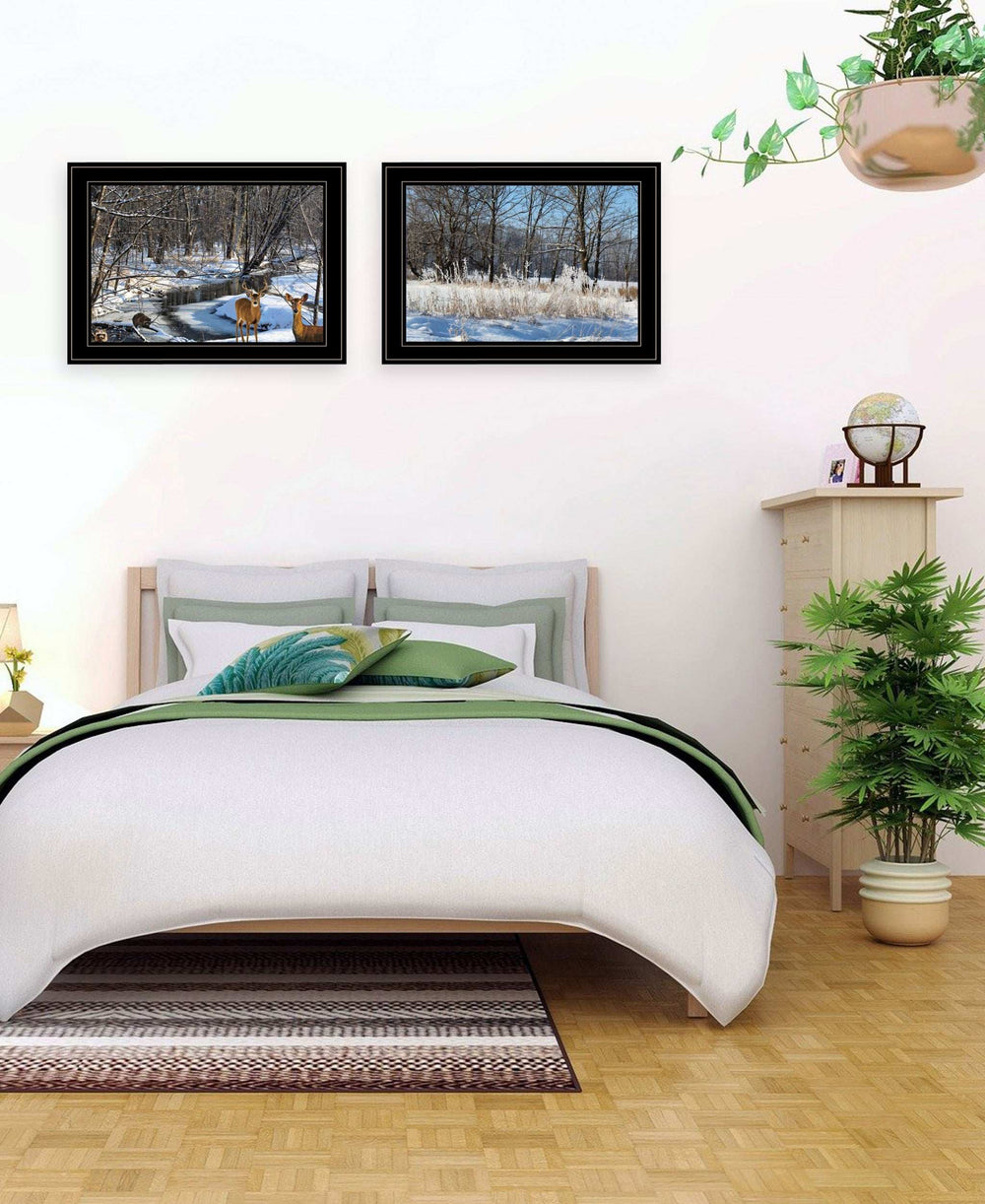 Set Of Two Great Outdoors Nature or Winter Forest 4 Black Framed Print Wall Art - Homeroots - Flyclothing LLC