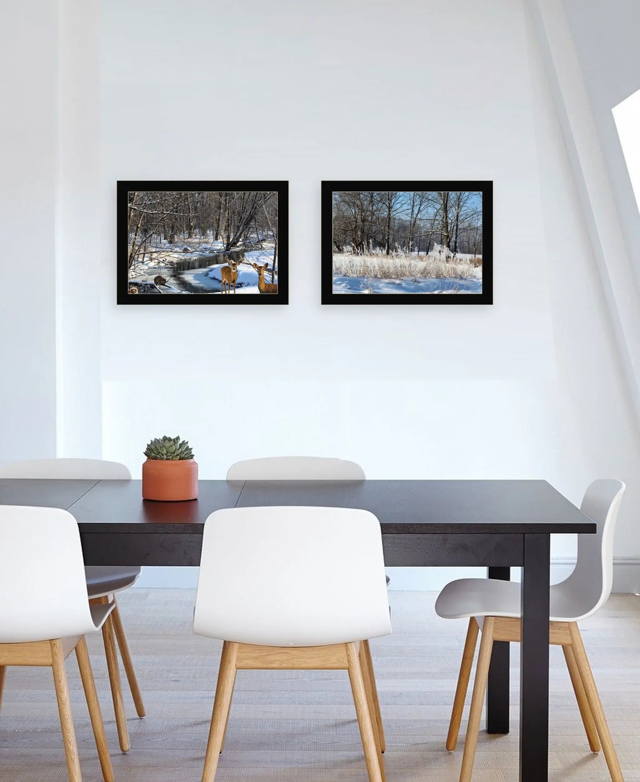 Set Of Two Great Outdoors Nature or Winter Forest 1 Black Framed Print Wall Art - Homeroots - Flyclothing LLC