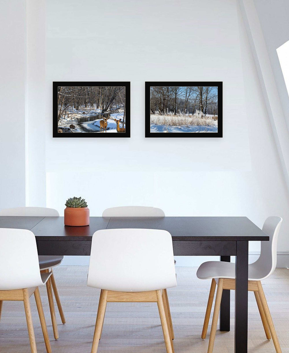 Set Of Two Great Outdoors Nature or Winter Forest 1 Black Framed Print Wall Art - Homeroots - Flyclothing LLC