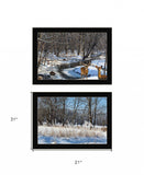 Set Of Two Great Outdoors Nature or Winter Forest 1 Black Framed Print Wall Art - Homeroots - Flyclothing LLC