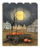 Harvest Moon Pumpkins Unframed Picket Fence Wall Art - Homeroots