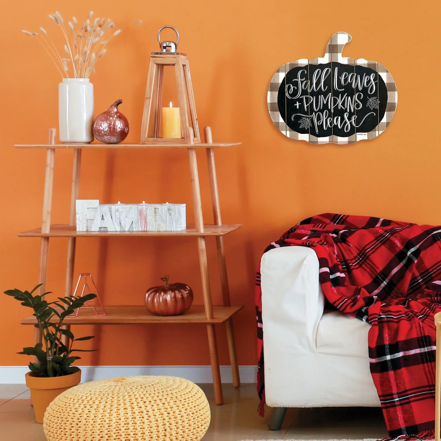 Fall Leaves and Pumpkins Please Unframed Print Wall Art - Homeroots - Flyclothing LLC