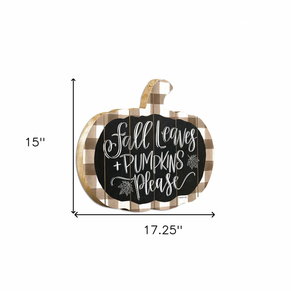 Fall Leaves and Pumpkins Please Unframed Print Wall Art - Homeroots - Flyclothing LLC