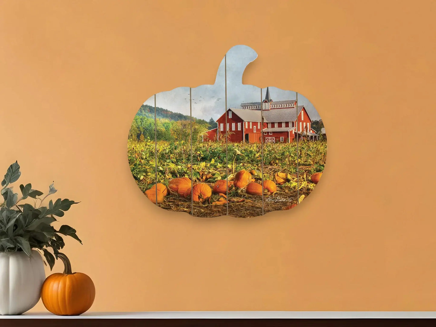 Red Barn Pumpkin Patch Unframed Print Wall Art - Homeroots - Flyclothing LLC