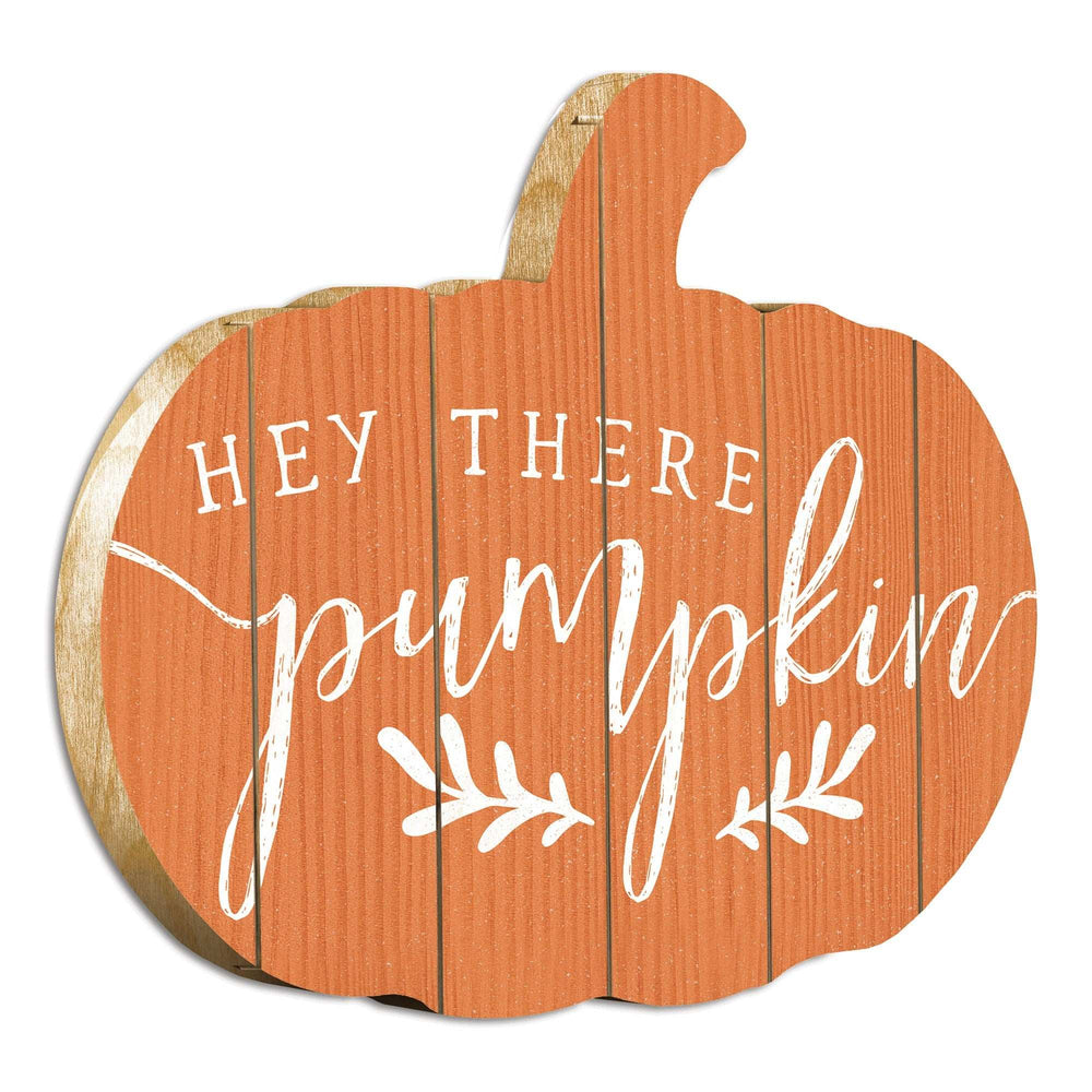 Orange and White Hey There Pumpkin Shaped Wall Art - Homeroots - Flyclothing LLC