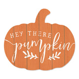 Orange and White Hey There Pumpkin Shaped Wall Art - Homeroots