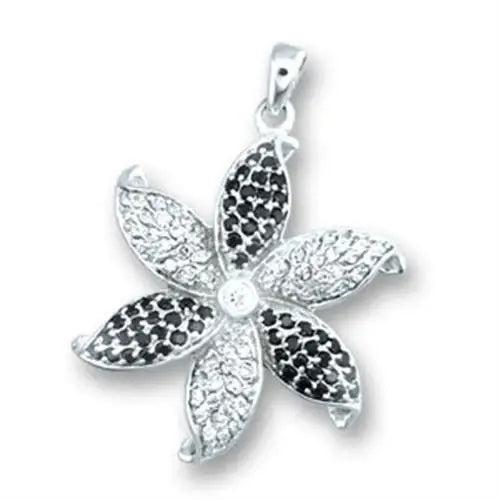 41608 - High-Polished 925 Sterling Silver Pendant with AAA Grade CZ in Clear - Alamode - Flyclothing LLC