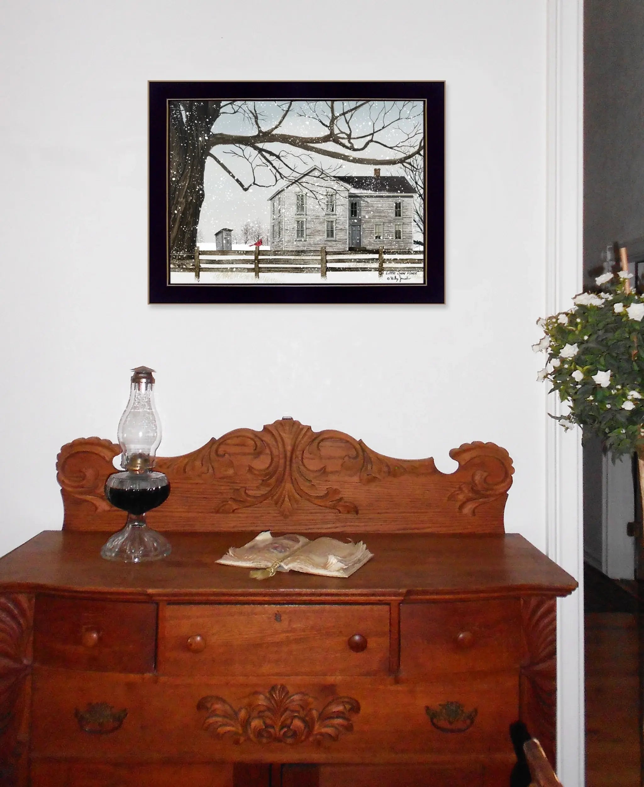 A Little Snow House 1 Black Framed Print Wall Art - Homeroots - Flyclothing LLC