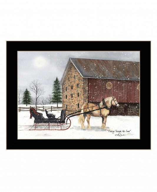Dashing Though The Snow Black Framed Print Wall Art - Homeroots - Flyclothing LLC