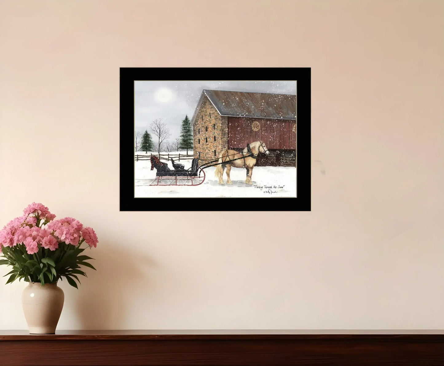 Dashing Though The Snow Black Framed Print Wall Art - Homeroots - Flyclothing LLC