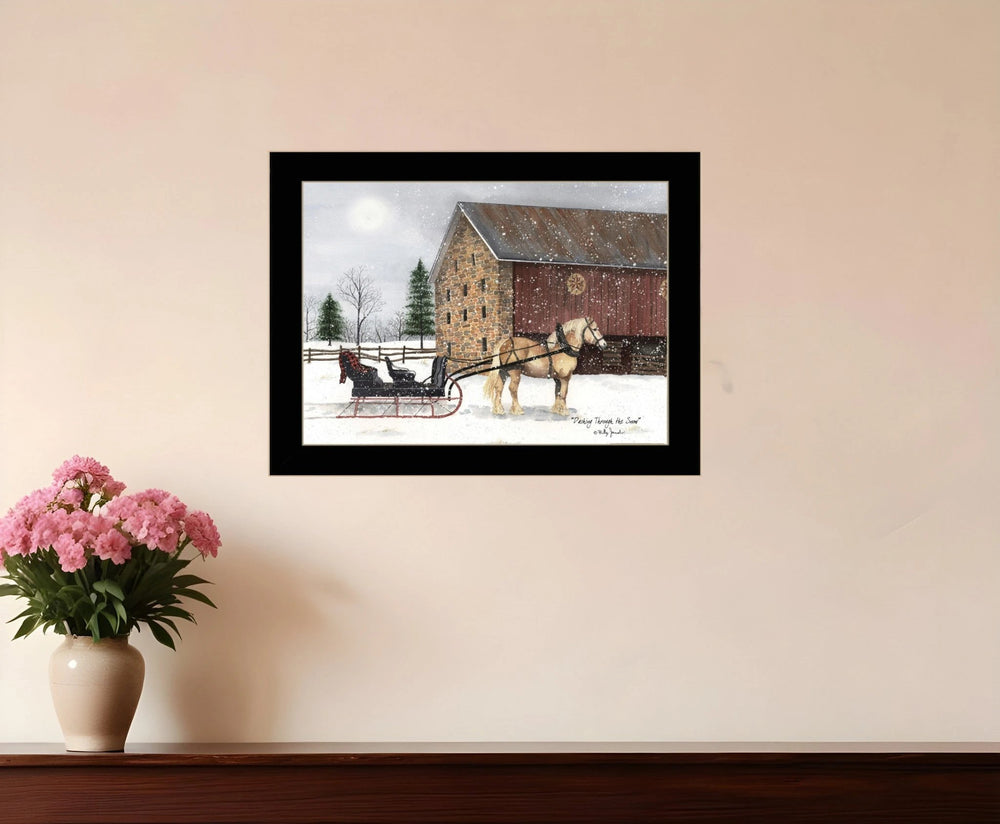 Dashing Though The Snow Black Framed Print Wall Art - Homeroots