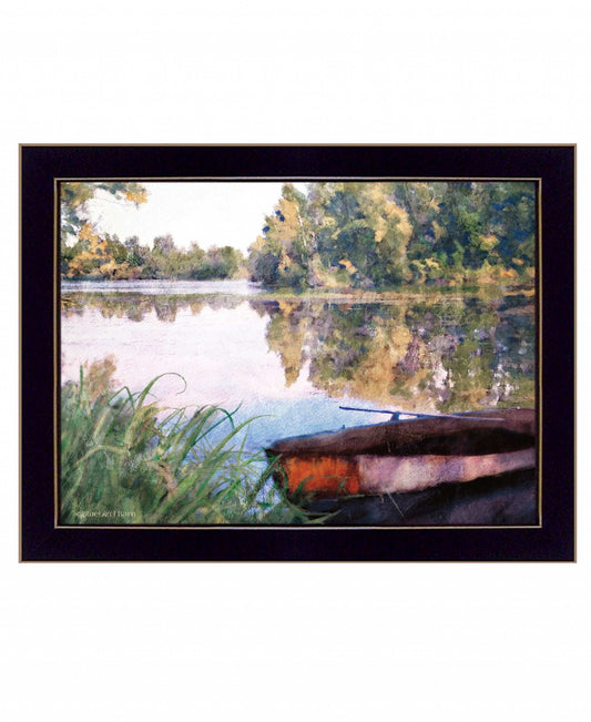 Rowboat Pond Landscape 1 Black Framed Print Wall Art - Homeroots - Flyclothing LLC
