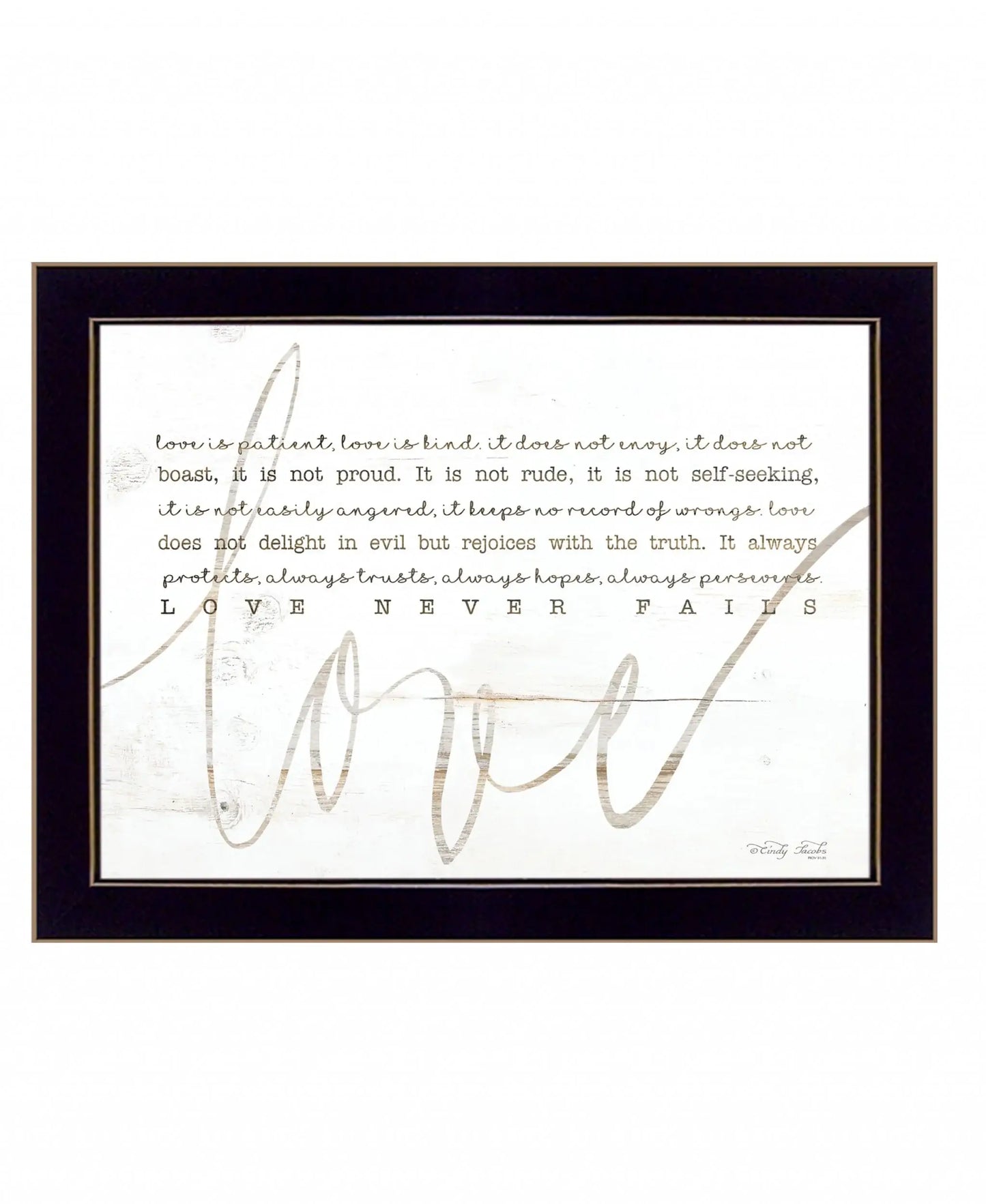 Love Never Fails 1 Black Framed Print Wall Art - Homeroots - Flyclothing LLC