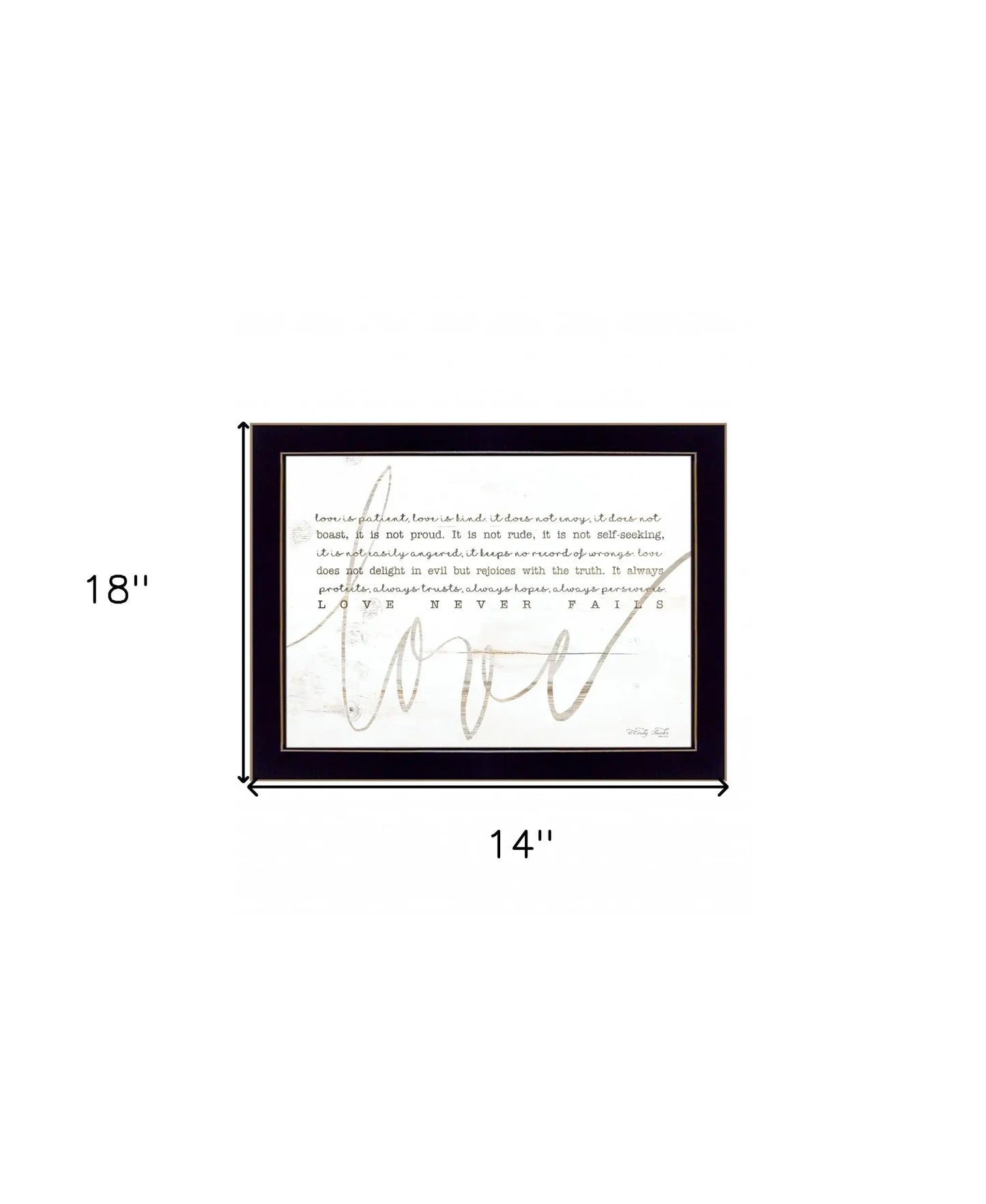 Love Never Fails 1 Black Framed Print Wall Art - Homeroots - Flyclothing LLC