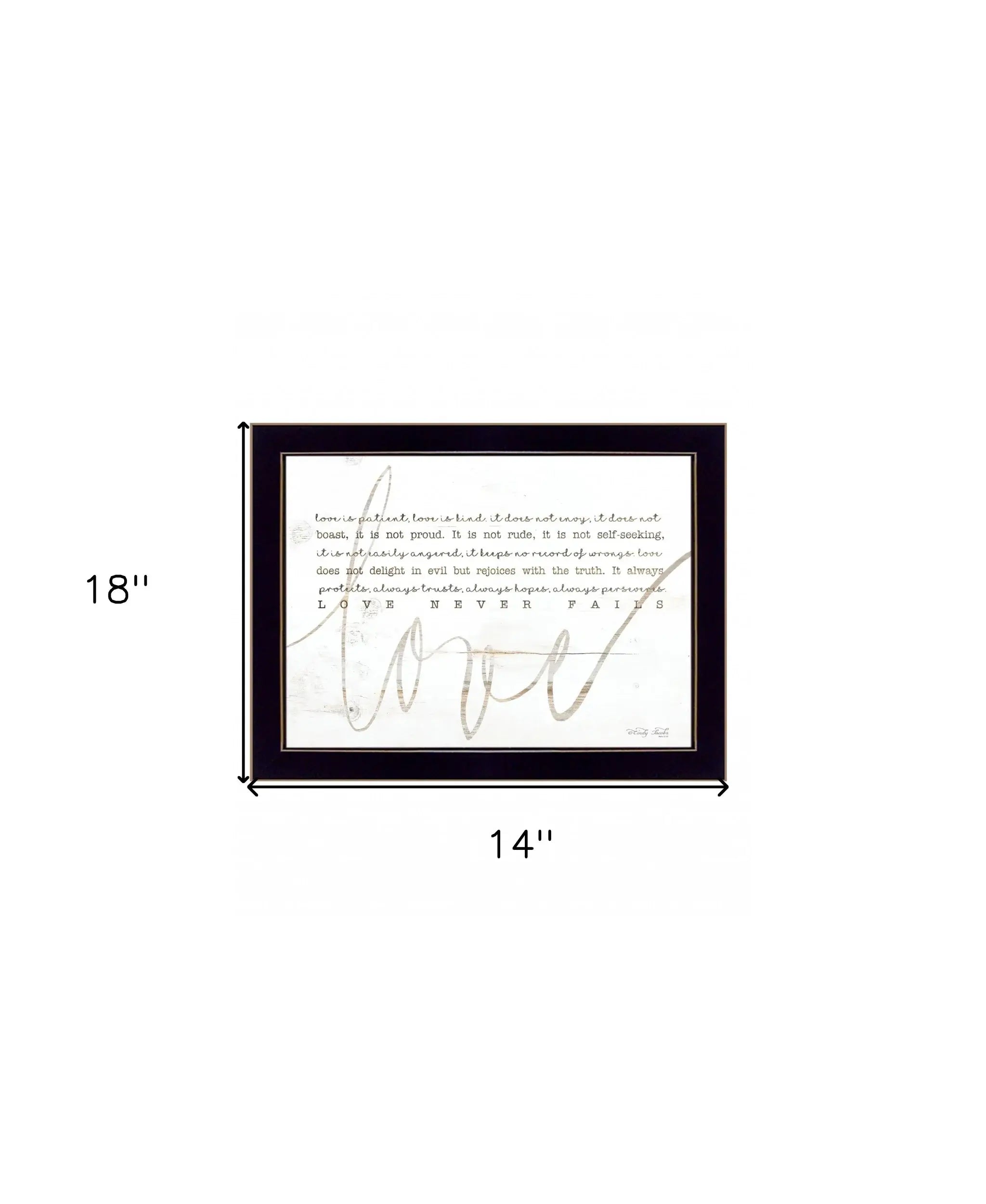 Love Never Fails 1 Black Framed Print Wall Art - Homeroots - Flyclothing LLC