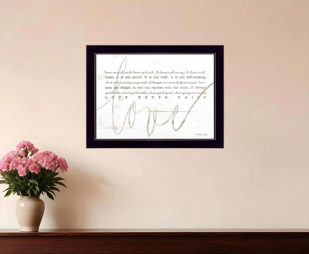 Love Never Fails 1 Black Framed Print Wall Art - Homeroots