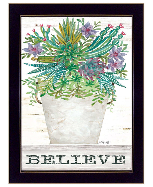 Believe Succulents 1 Black Framed Print Wall Art - Homeroots - Flyclothing LLC