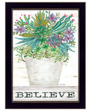 Believe Succulents 1 Black Framed Print Wall Art