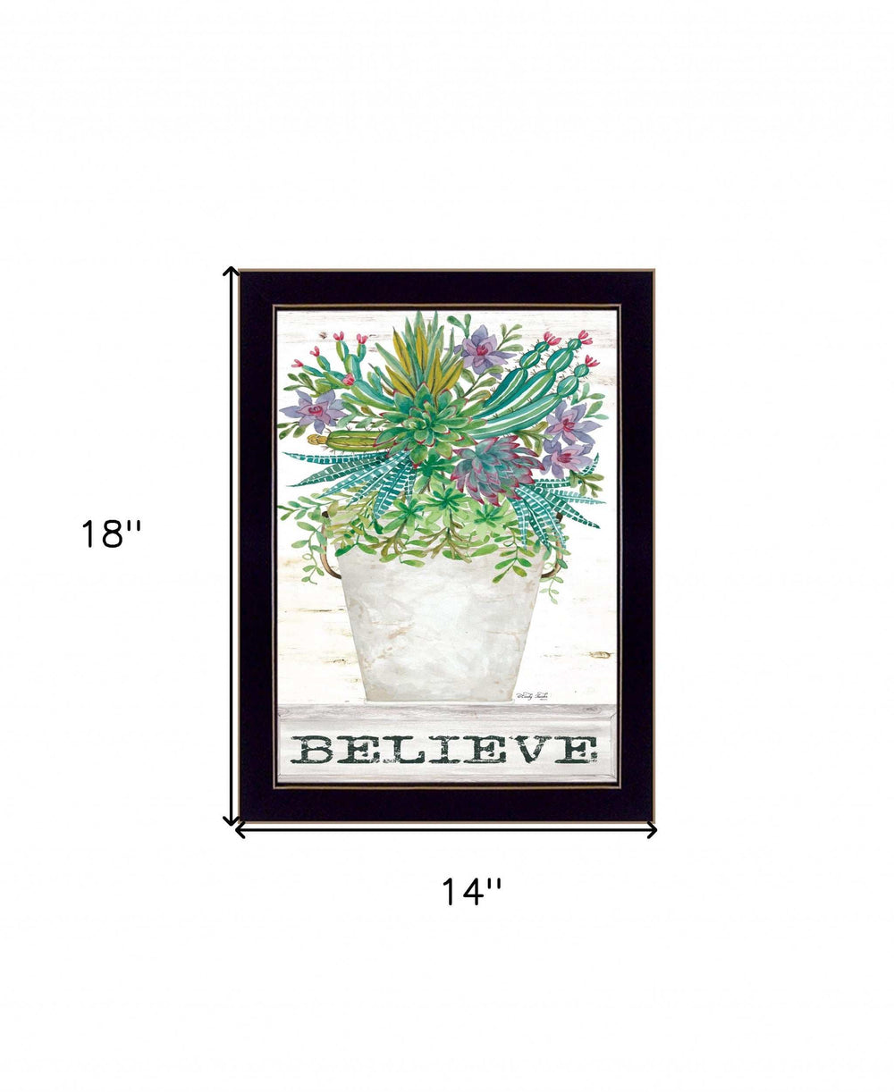 Believe Succulents 1 Black Framed Print Wall Art - Homeroots - Flyclothing LLC