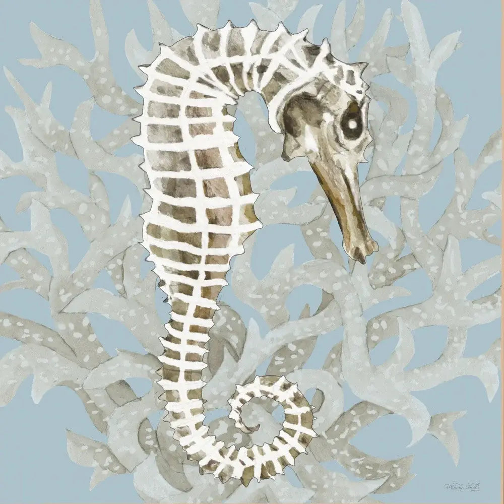 Coral Seahorse I 1 Black Framed Print Wall Art - Homeroots - Flyclothing LLC