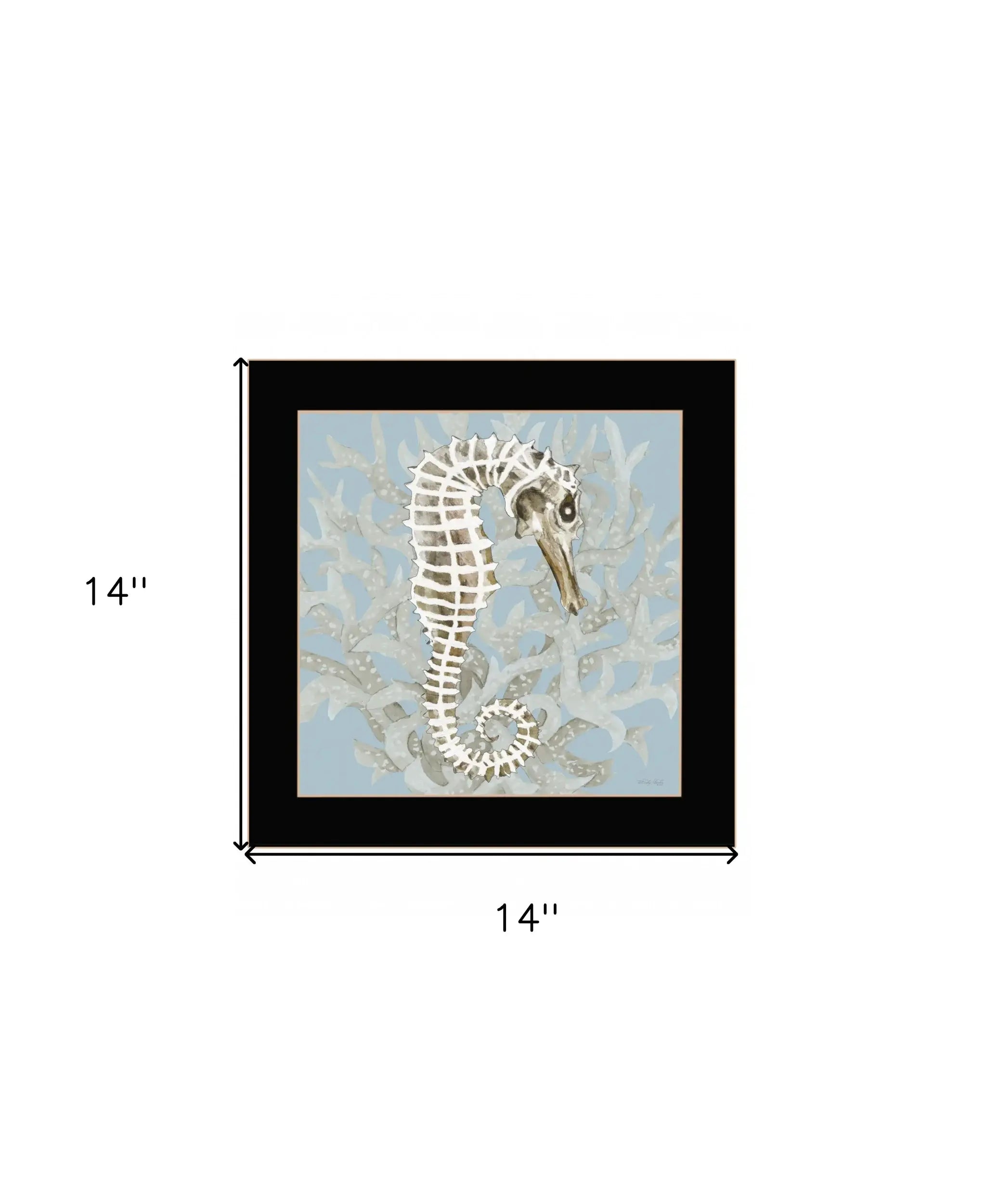 Coral Seahorse I 1 Black Framed Print Wall Art - Homeroots - Flyclothing LLC