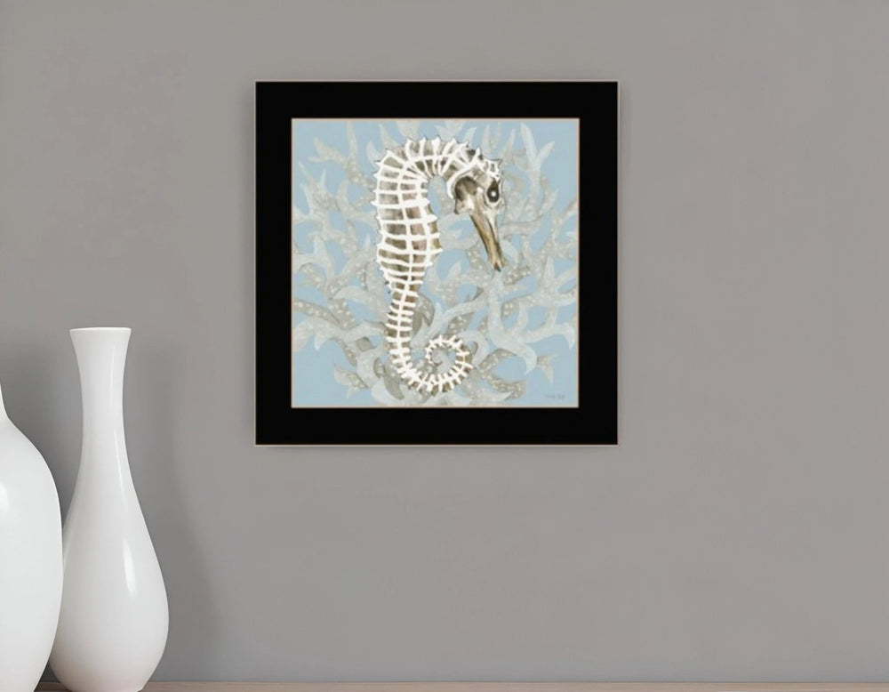 Coral Seahorse I 1 Black Framed Print Wall Art - Homeroots