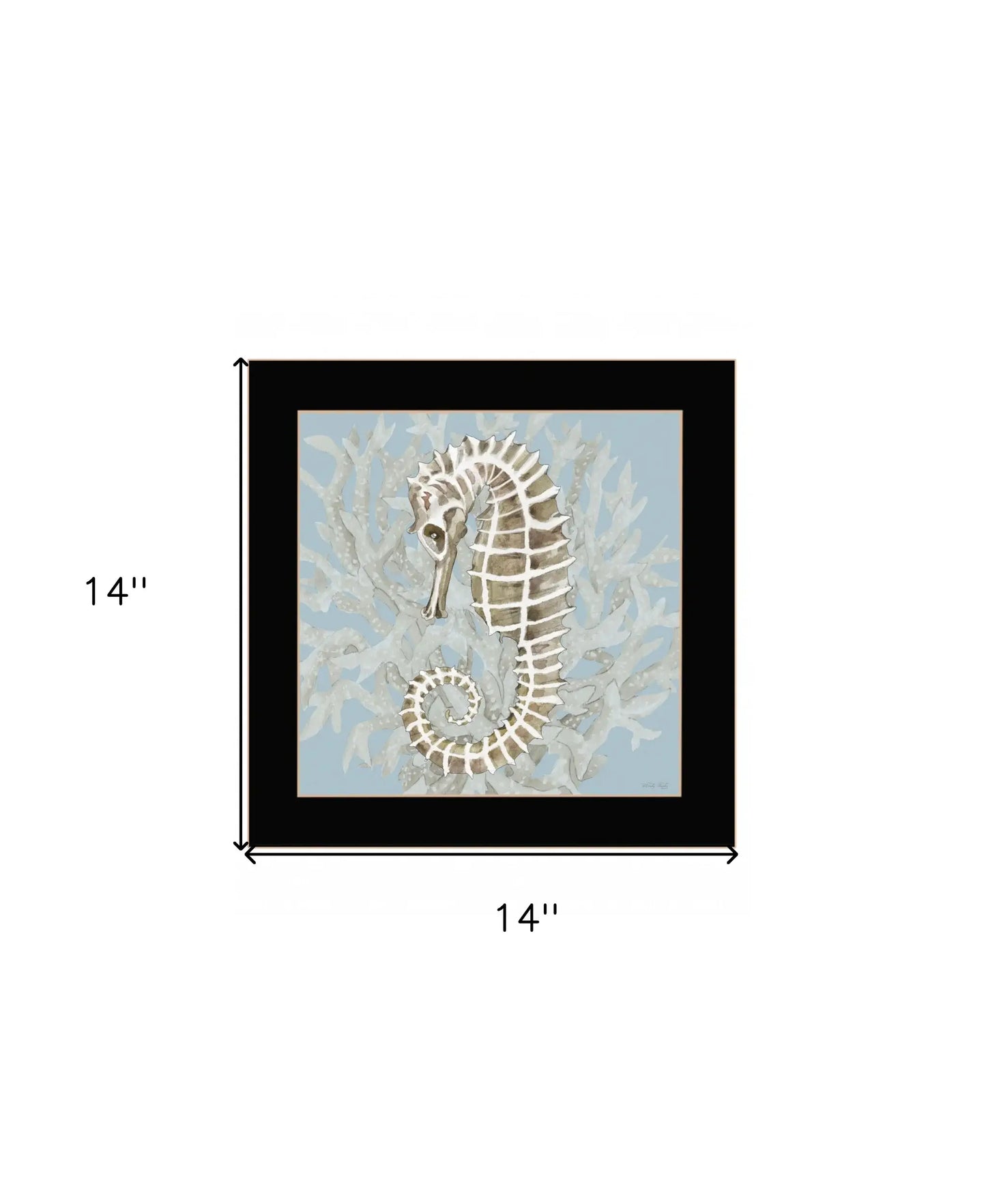 Seahorse and Coral Black Framed Print Wall Art - Homeroots - Flyclothing LLC