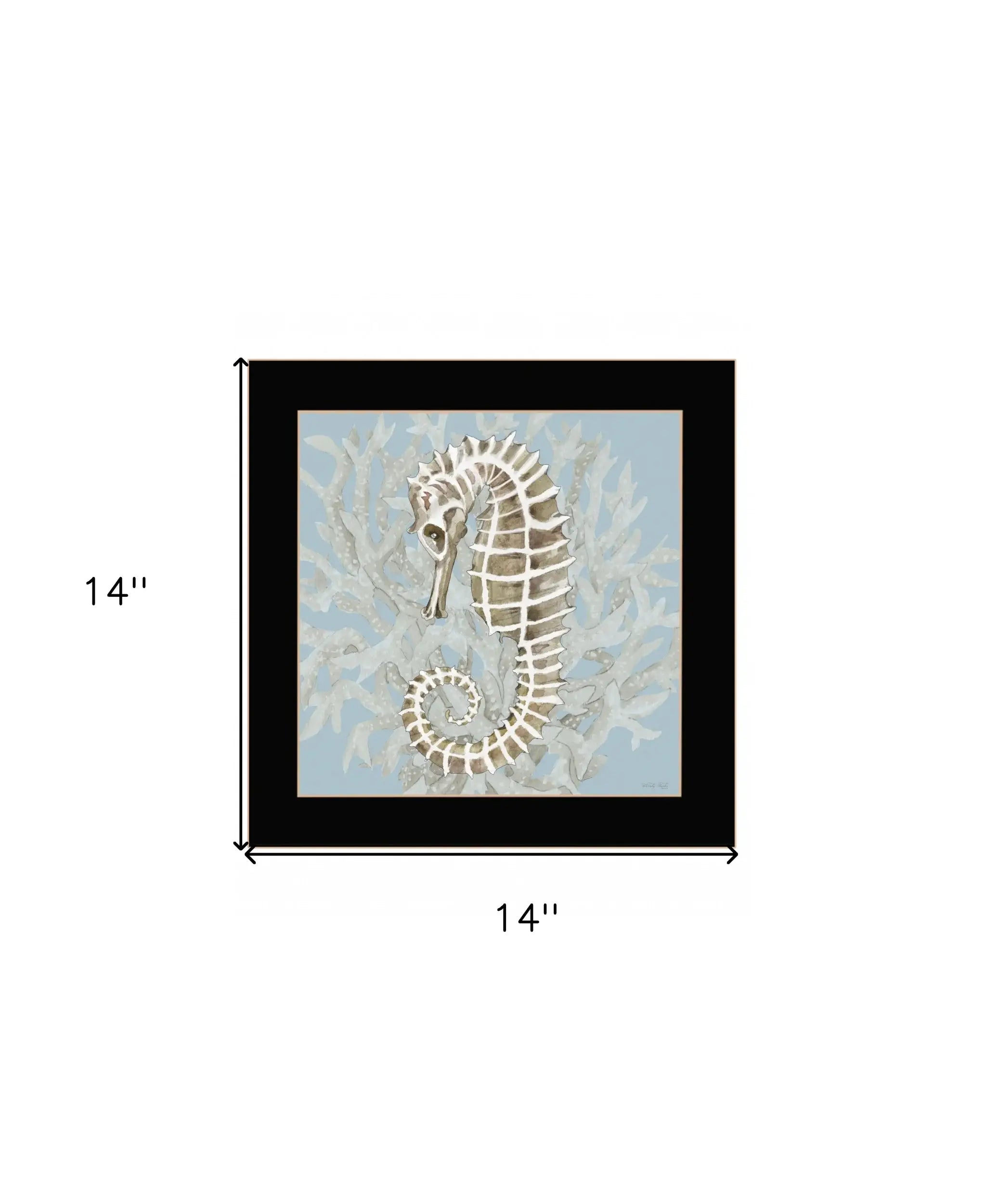 Seahorse and Coral Black Framed Print Wall Art - Homeroots - Flyclothing LLC