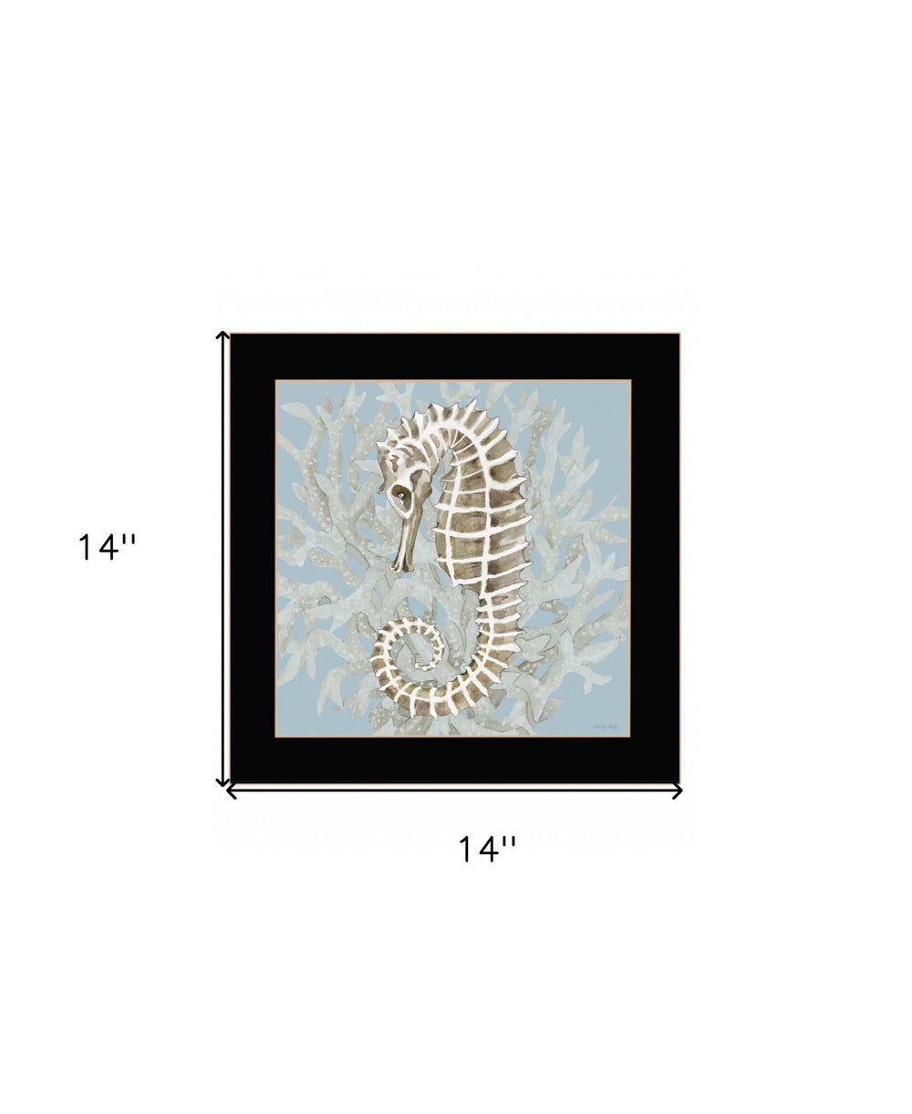 Seahorse and Coral Black Framed Print Wall Art - Homeroots - Flyclothing LLC