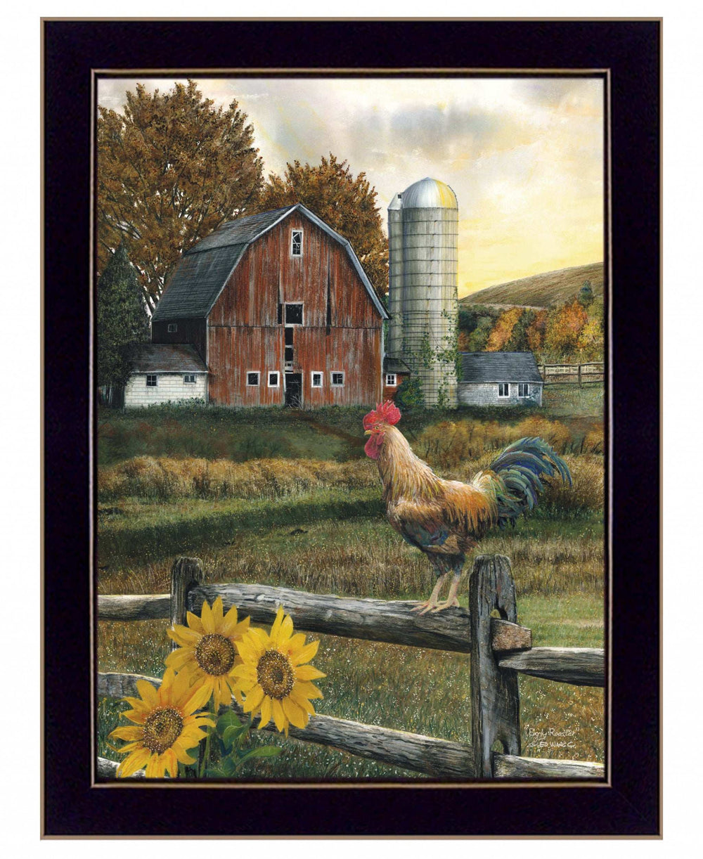 Early Rooster 1 Black Framed Print Wall Art - Homeroots - Flyclothing LLC