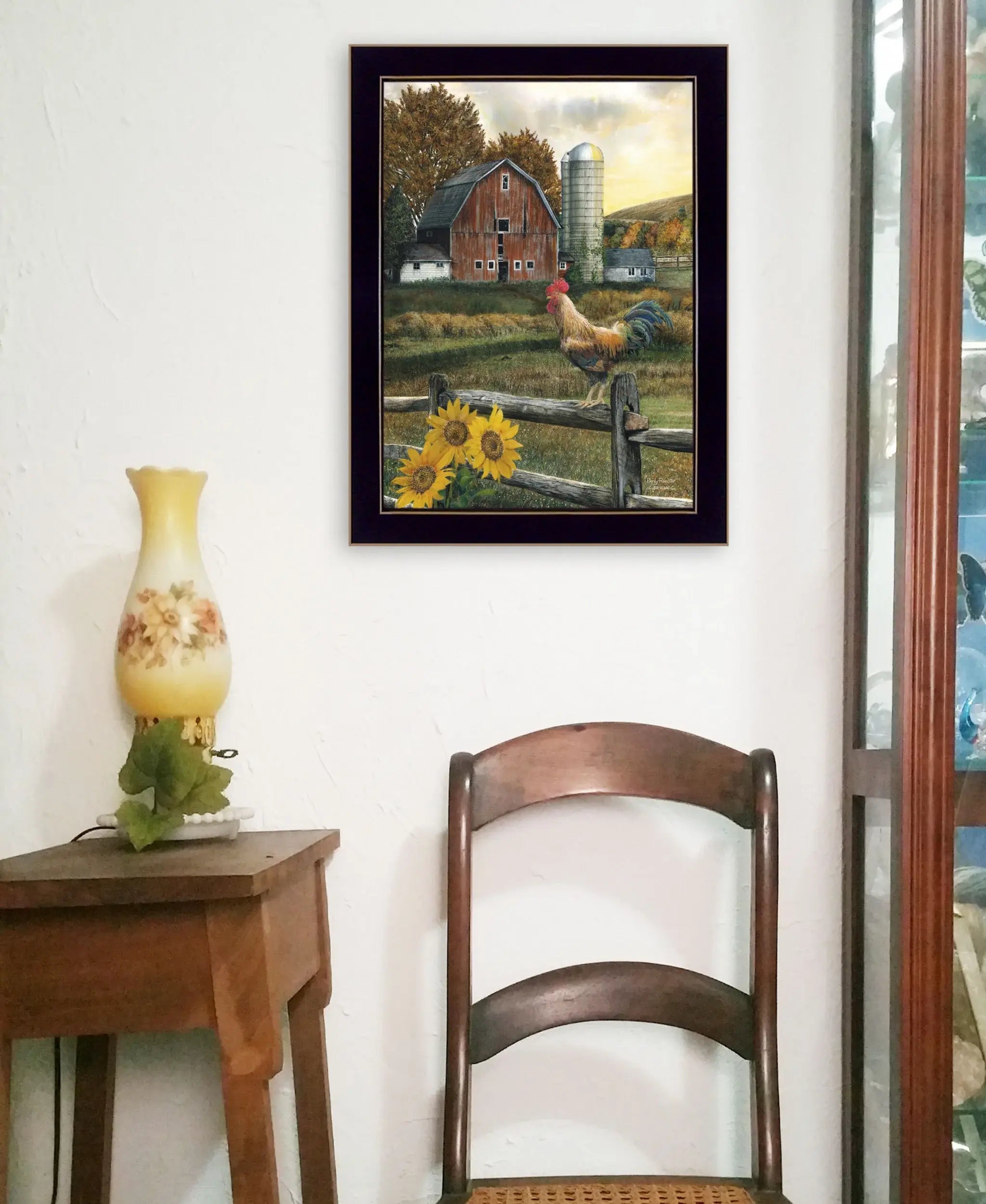Early Rooster 1 Black Framed Print Wall Art - Homeroots - Flyclothing LLC