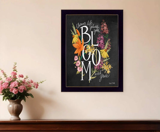 Bloom with Grace 1 Black Framed Print Wall Art - Homeroots - Flyclothing LLC