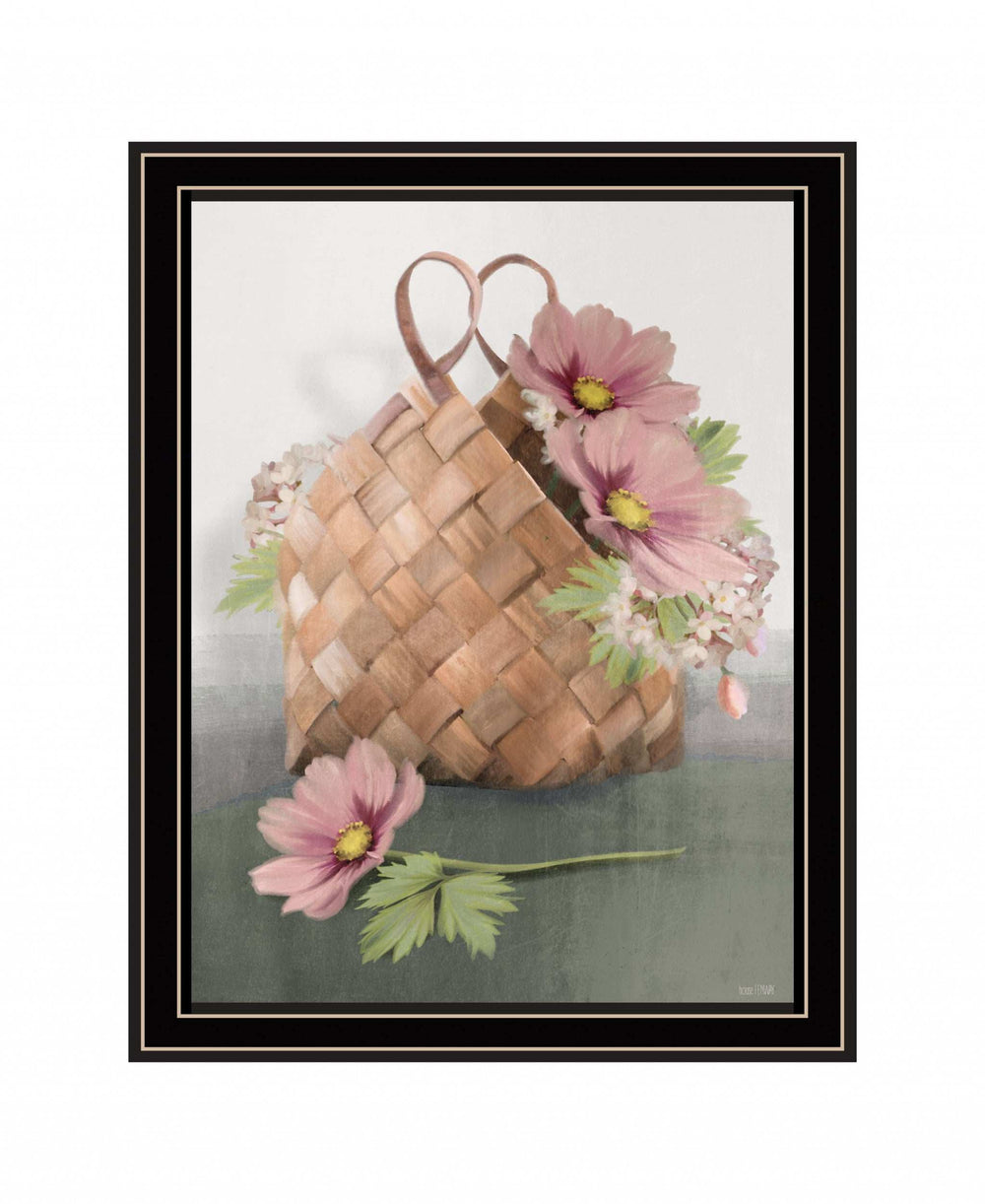 Farmhouse Daisy Basket 1 Black Framed Print Wall Art - Homeroots - Flyclothing LLC