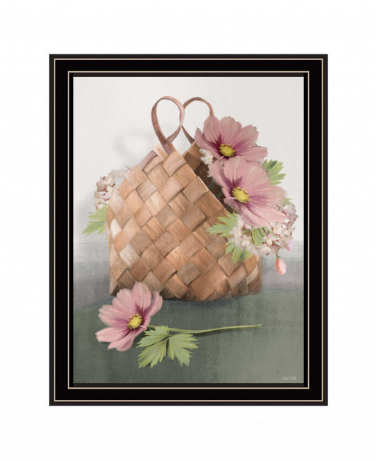 Farmhouse Daisy Basket 1 Black Framed Print Wall Art - Homeroots - Flyclothing LLC