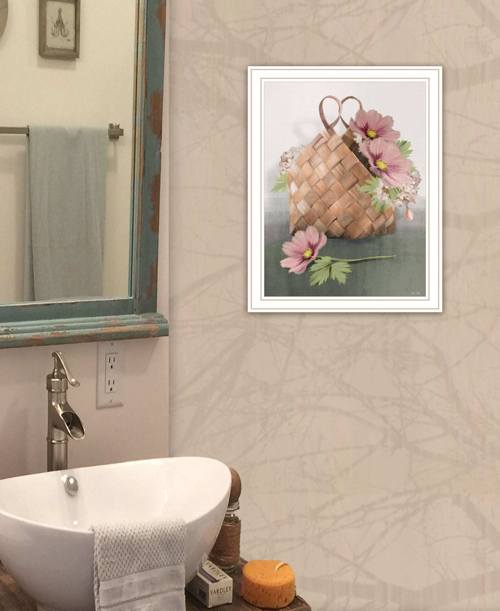 Farmhouse Daisy Basket 1 Black Framed Print Wall Art - Homeroots - Flyclothing LLC