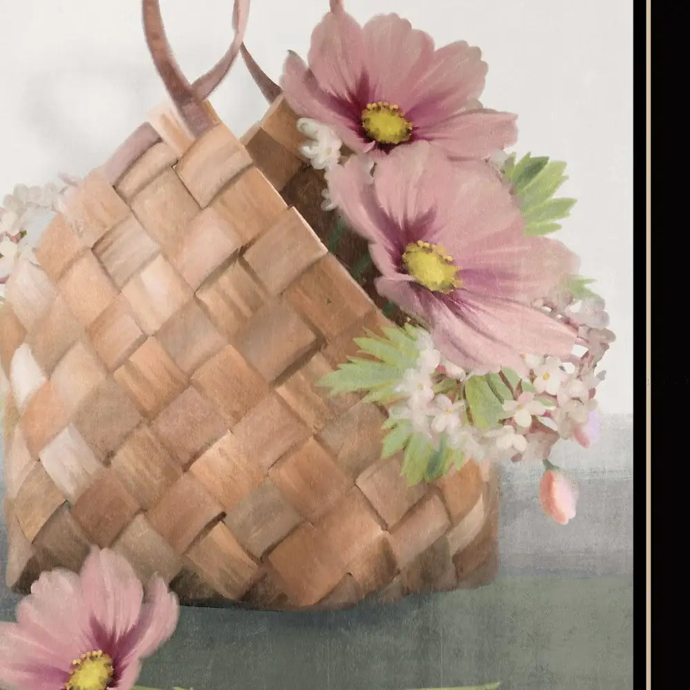 Farmhouse Daisy Basket 1 Black Framed Print Wall Art - Homeroots - Flyclothing LLC