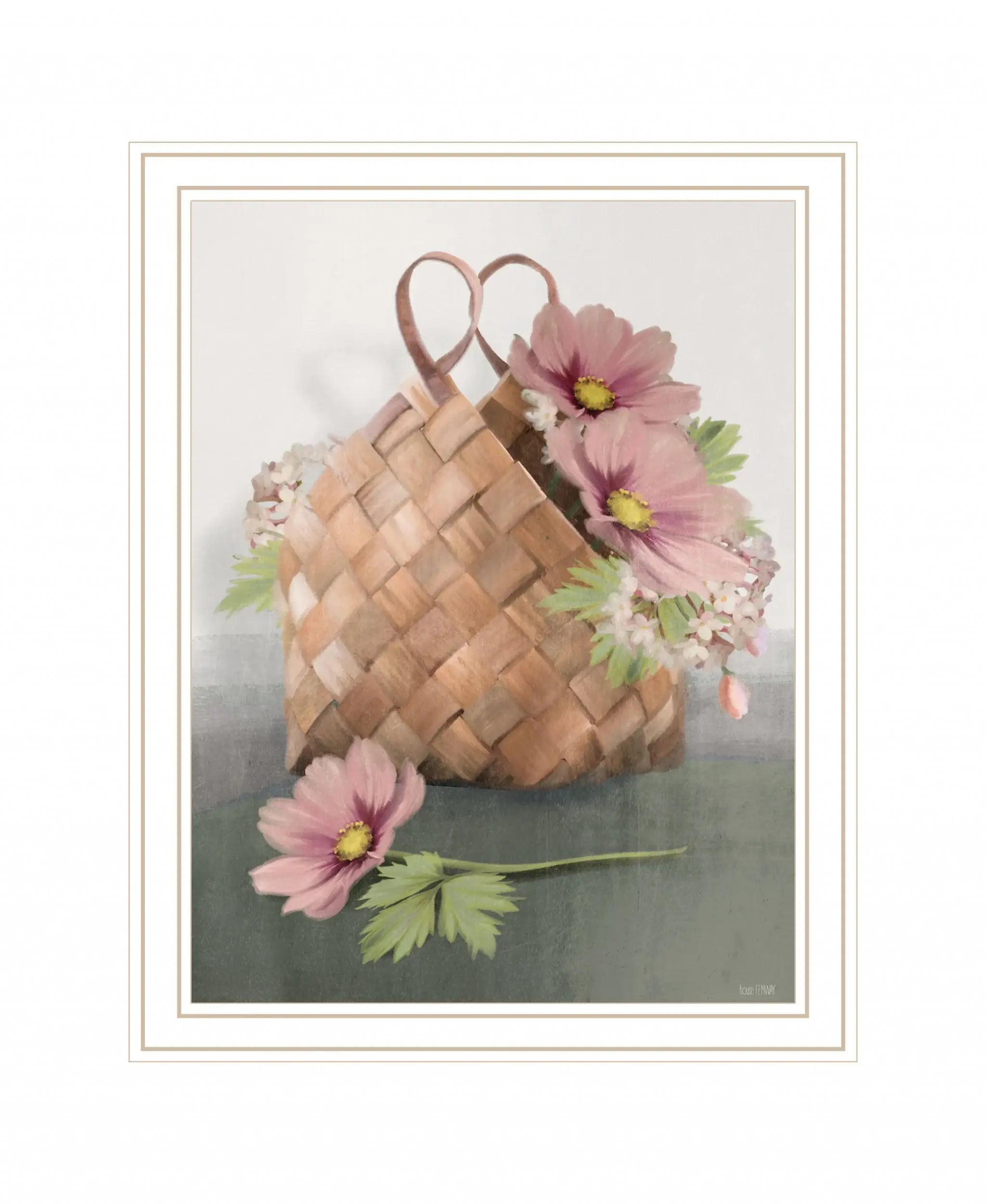 Farmhouse Daisy Basket 2 White Framed Print Wall Art - Homeroots - Flyclothing LLC