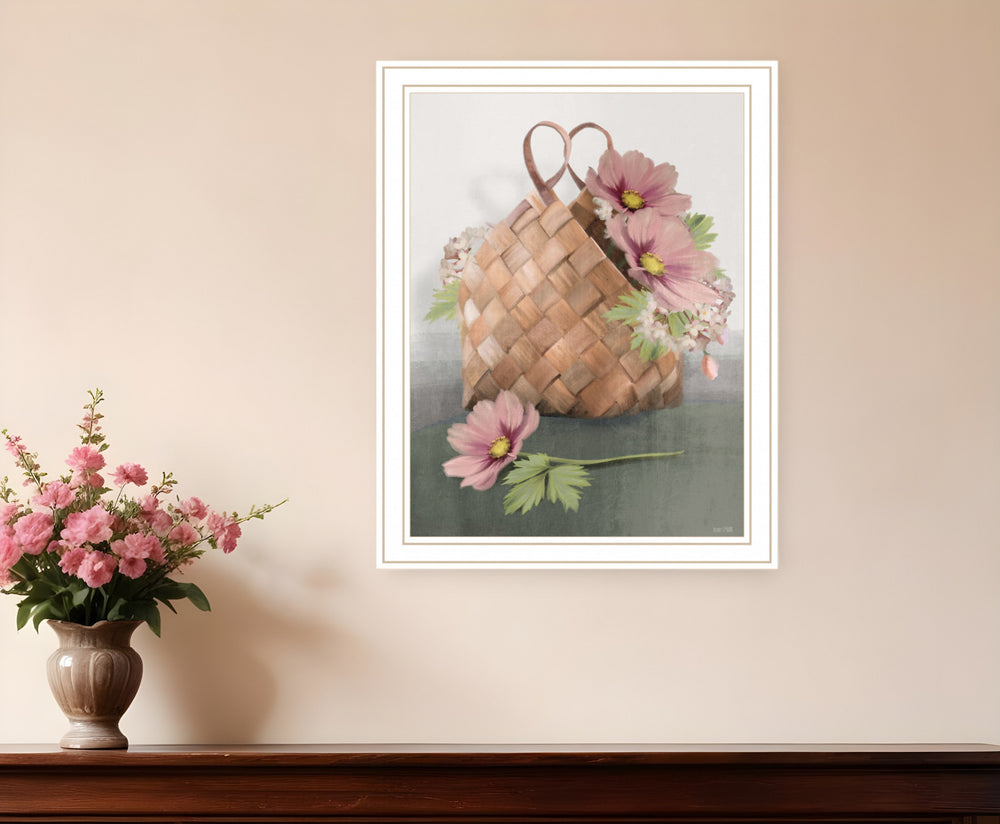 Farmhouse Daisy Basket 2 White Framed Print Wall Art - Homeroots