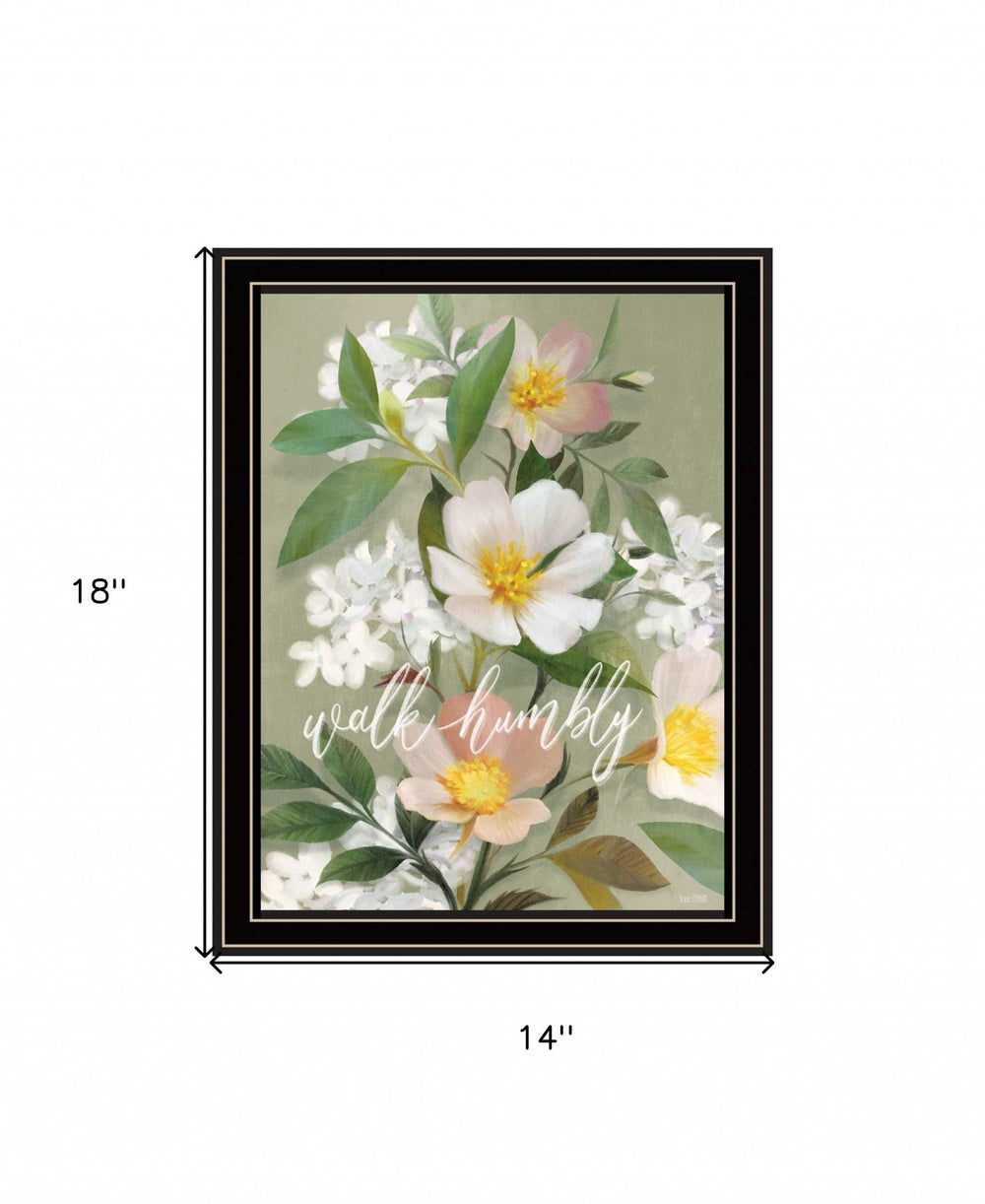 Walk Humbly Floral 1 Black Framed Print Wall Art - Homeroots - Flyclothing LLC