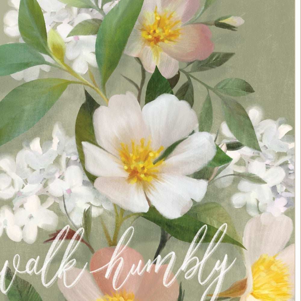 Walk Humbly Floral 2 White Framed Print Wall Art - Homeroots - Flyclothing LLC