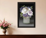 Lilac Mason Jar Floral 1 Black Framed Print Wall Art - Homeroots