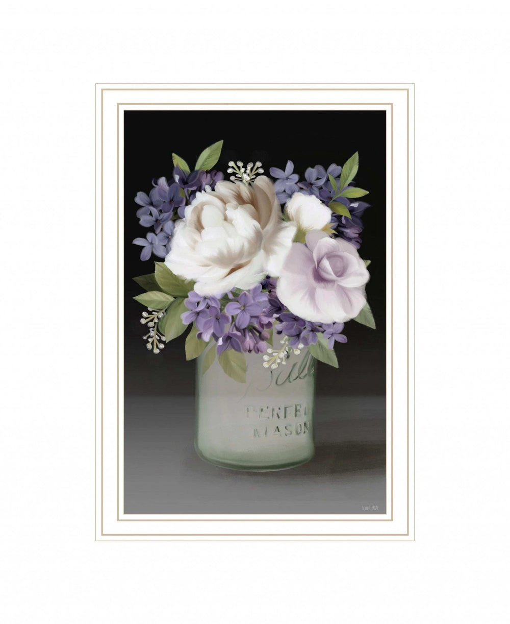 Lilac Mason Jar Floral 2 White Framed Print Wall Art - Homeroots - Flyclothing LLC