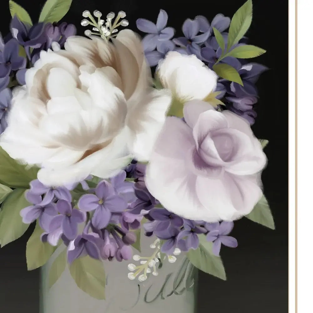 Lilac Mason Jar Floral 2 White Framed Print Wall Art - Homeroots - Flyclothing LLC