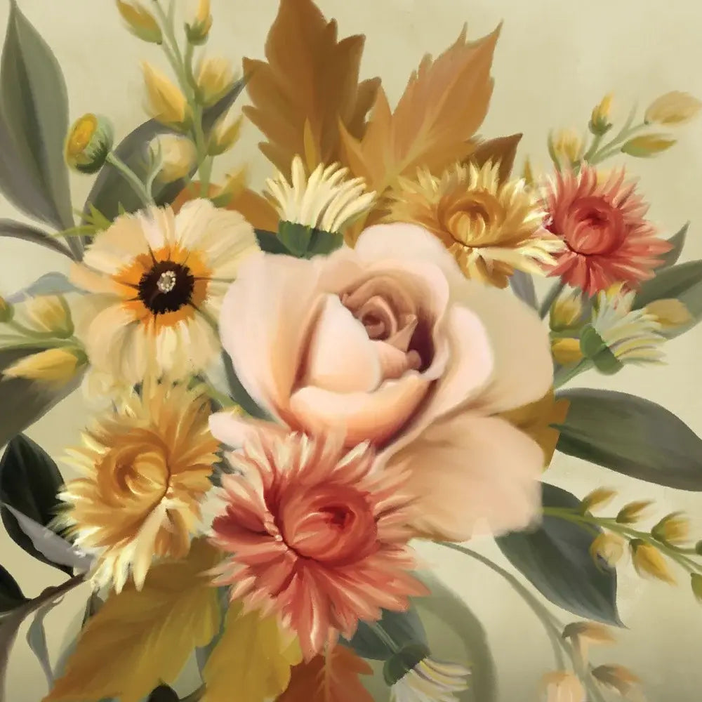 Autumn Bouquet 2 White Framed Print Wall Art - Homeroots - Flyclothing LLC