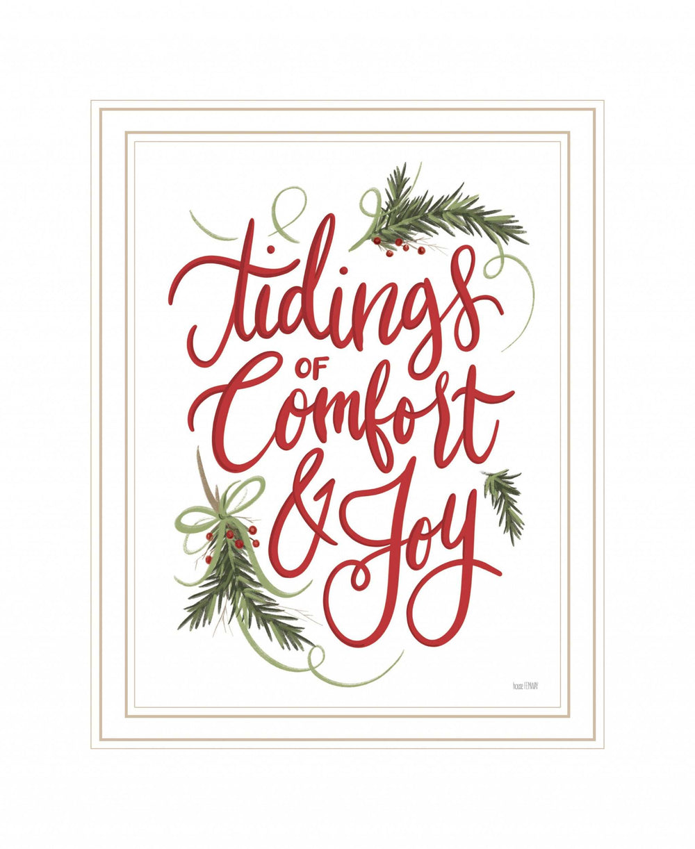 Tidings of Comfort and Joy 1 White Framed Print Wall Art - Homeroots - Flyclothing LLC